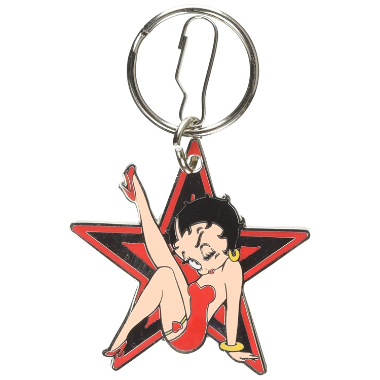 Portachiavi personalizzato Betty Boop Star smaltato rosso e nero