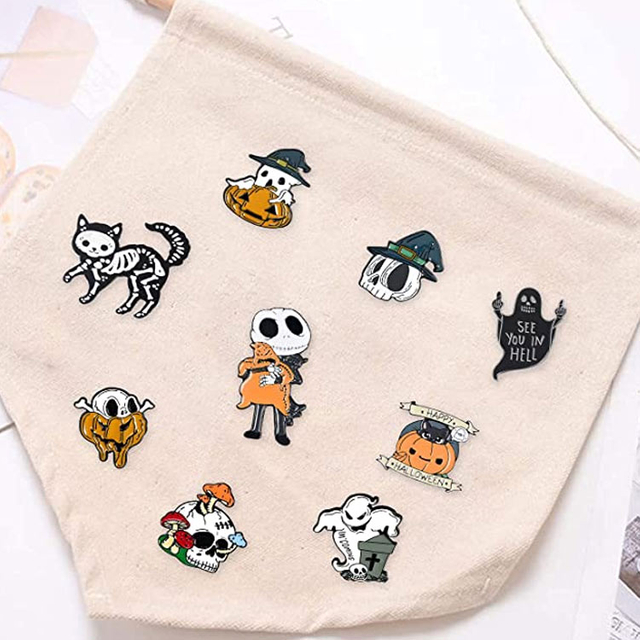 Spilla da balia in lega di zinco personalizzata Spilla da bavero smaltata autunnale di Halloween