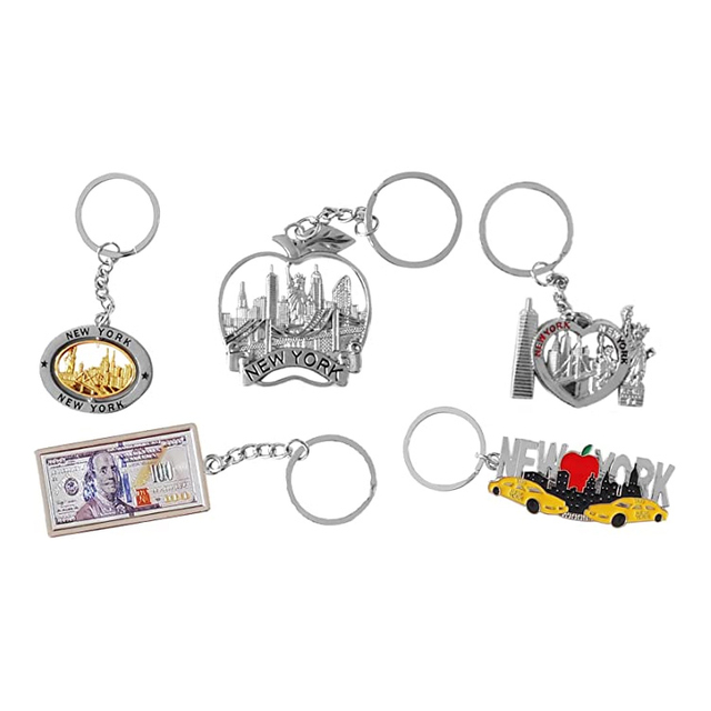  Silver Souvenir Collection New York Portachiavi in ​​​​metallo Anello Bundle Bulk