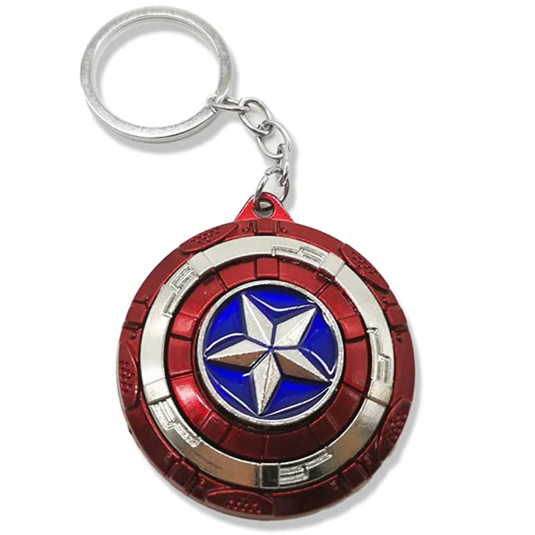 Cusotm Metal Marvel Portachiavi Captain America Scudo Portachiavi in ​​peltro