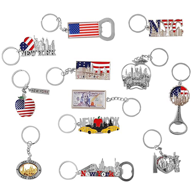  Silver Souvenir Collection New York Portachiavi in ​​​​metallo Anello Bundle Bulk