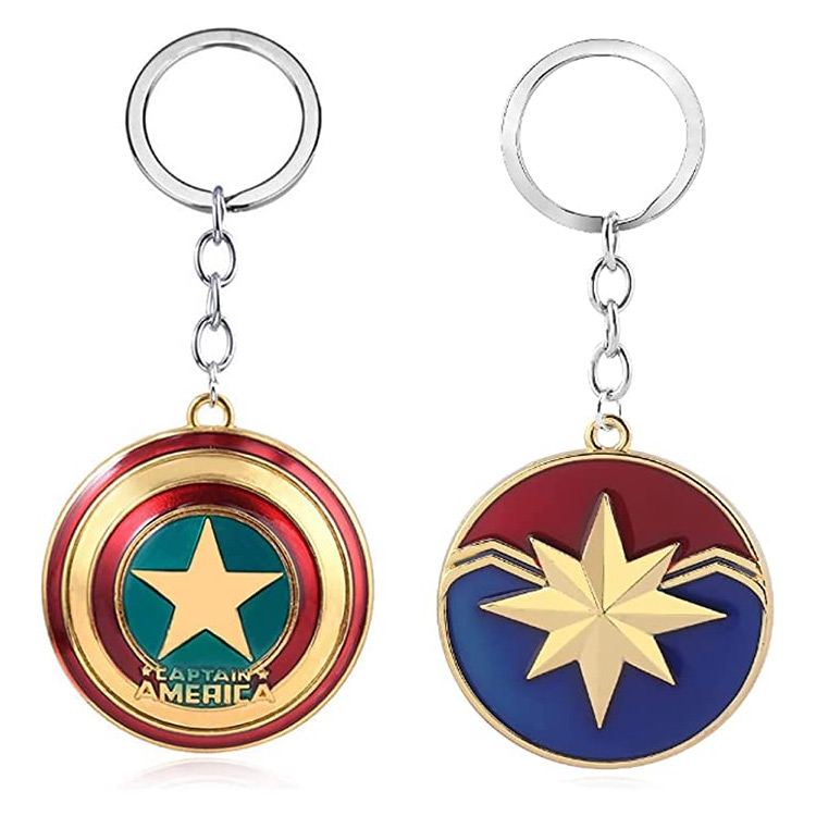 Cusotm Metal Marvel Portachiavi Captain America Scudo Portachiavi in ​​peltro